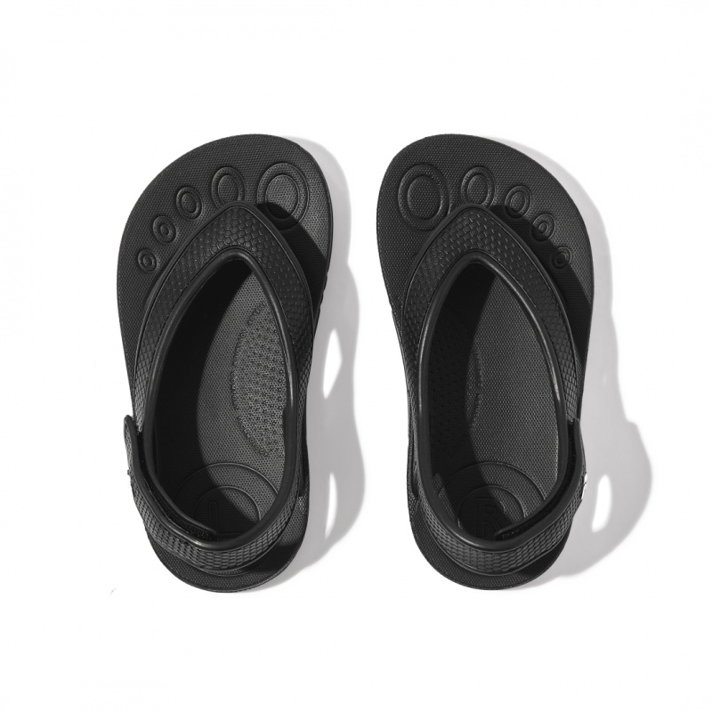 Fitflop Iqushion Eva Back Straps Kids'' Flip Flops Black | IE-KZWR-73952