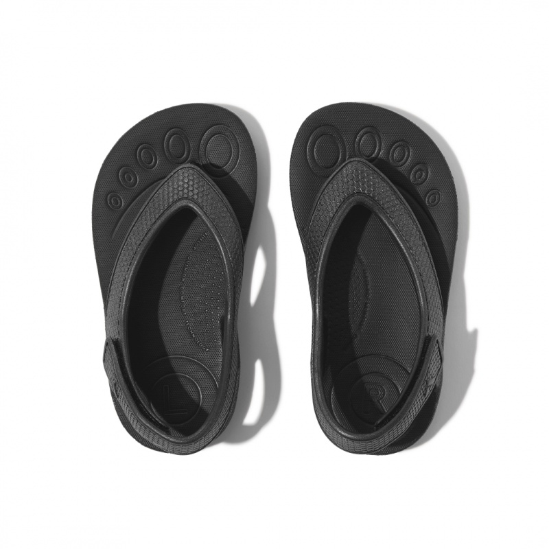 Fitflop Iqushion Eva Back Straps Kids'' Flip Flops Black | IE-RCFX-80594