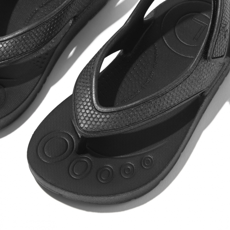 Fitflop Iqushion Eva Back Straps Kids'' Flip Flops Black | IE-RCFX-80594