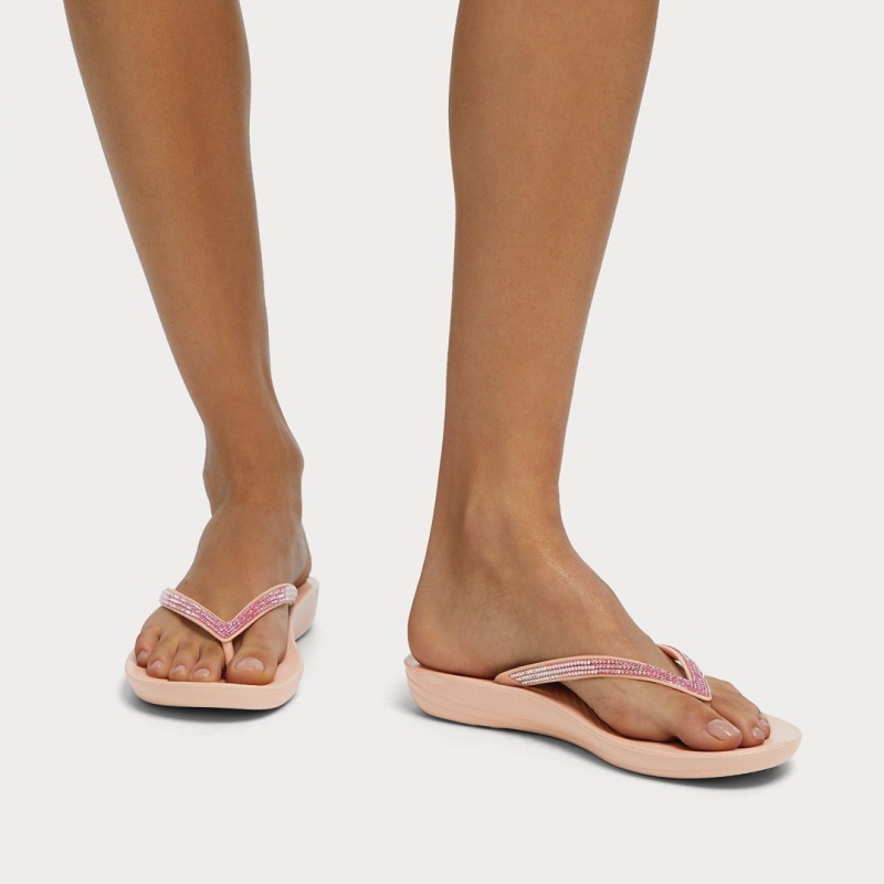 Fitflop Iqushion Ombre Glitter Women's Flip Flops Pink | IE-GVWX-70314