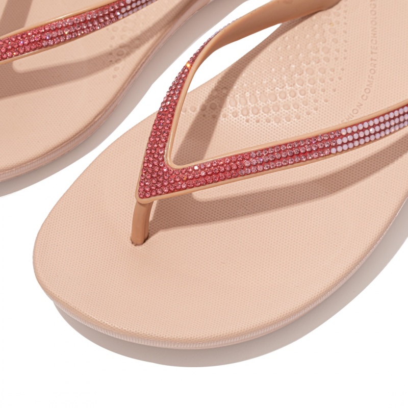 Fitflop Iqushion Ombre Glitter Women's Flip Flops Pink | IE-GVWX-70314