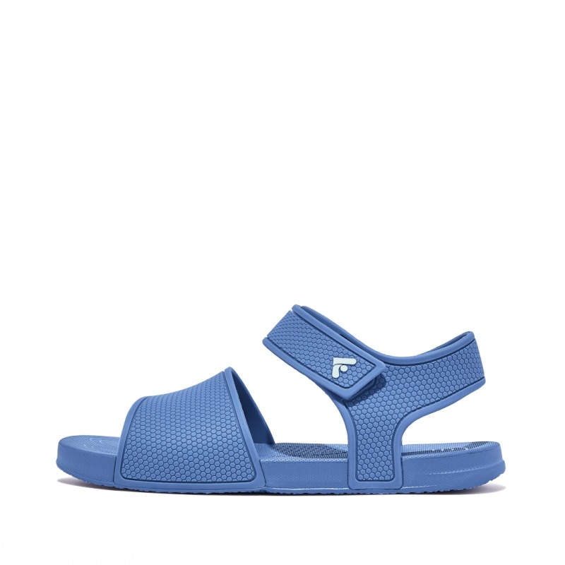 Fitflop Iqushion Rubber Kids\'\' Back-Strap Sandals Blue | IE-WEYT-89645