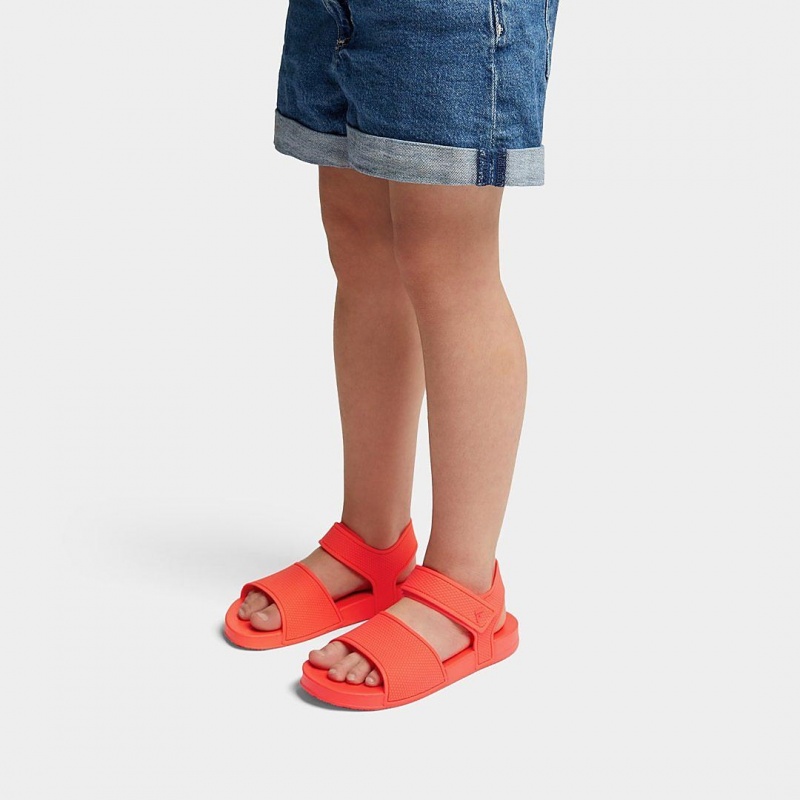 Fitflop Iqushion Rubber Kids'' Back-Strap Sandals Red | IE-JRTG-79028