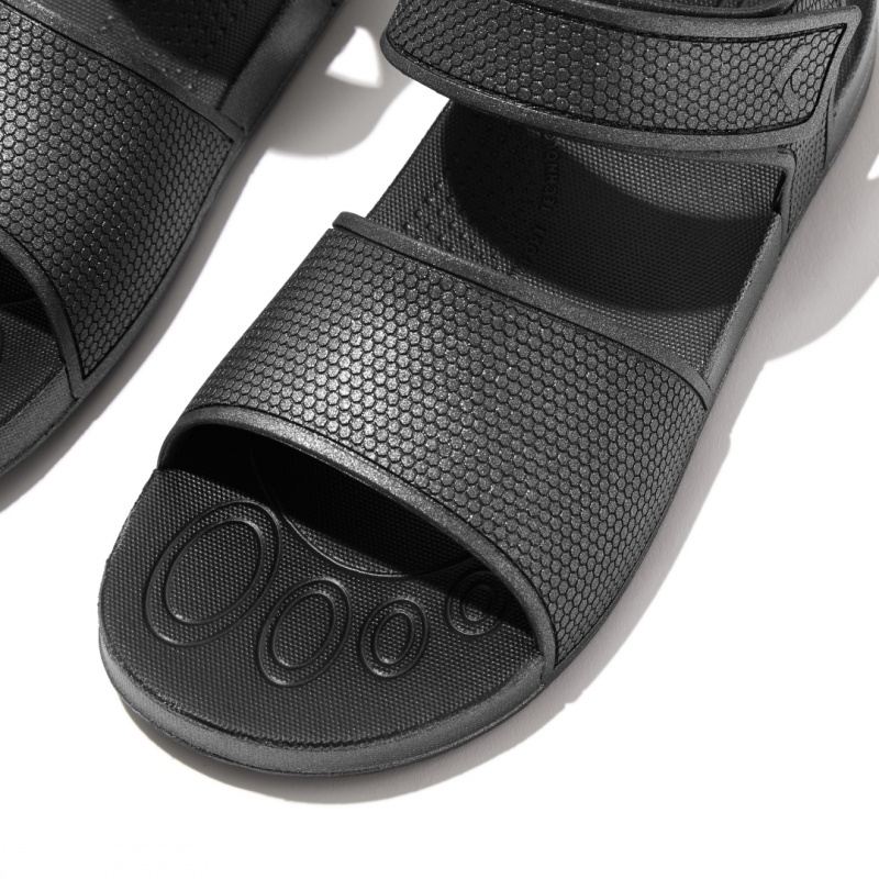 Fitflop Iqushion Rubber Kids'' Back-Strap Sandals Black | IE-HISE-37056