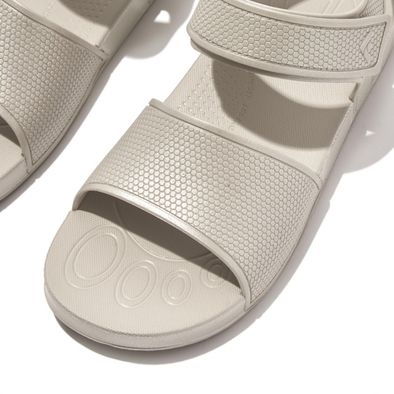 Fitflop Iqushion Rubber Kids'' Back-Strap Sandals Silver | IE-OKTL-75084