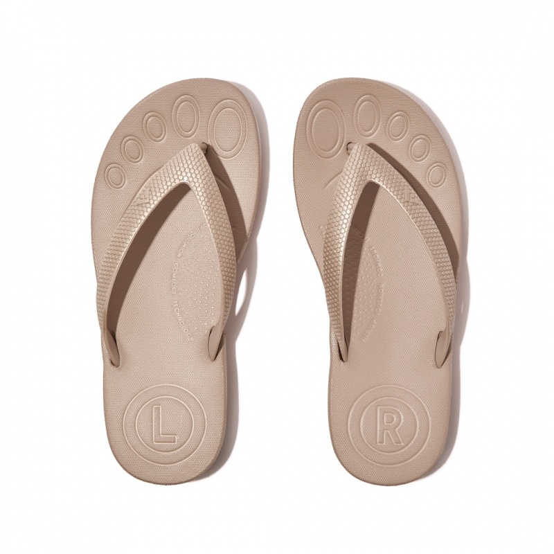 Fitflop Iqushion Rubber Kids'' Flip Flops Gold | IE-OWXA-67984