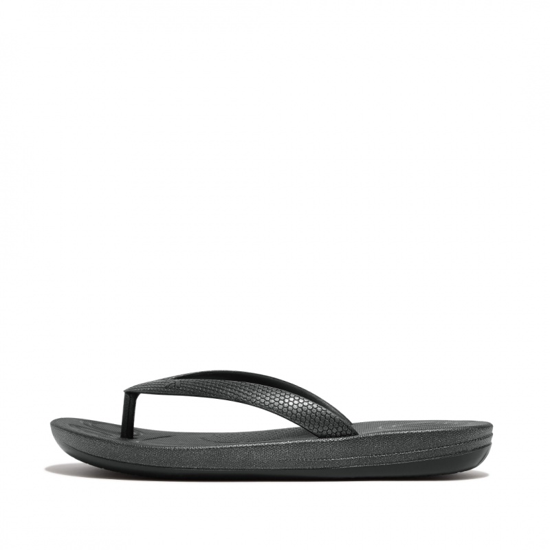 Fitflop Iqushion Rubber Kids\'\' Flip Flops Black | IE-IORH-70984