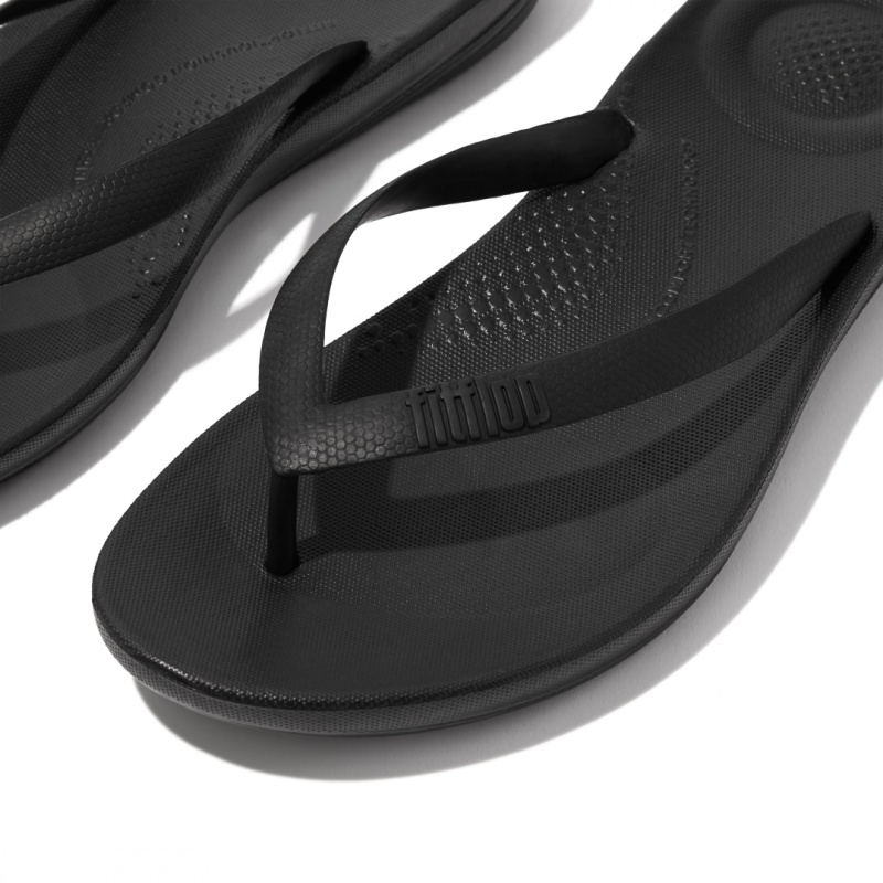 Fitflop Iqushion Rubber Men's Flip Flops Black | IE-QNTP-40721