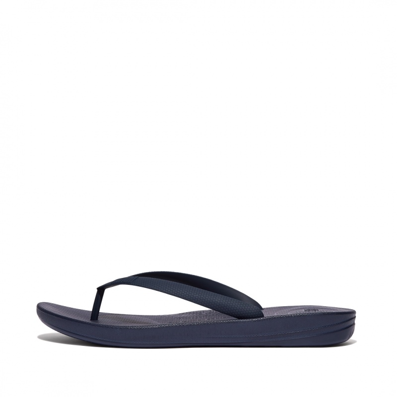 Fitflop Iqushion Rubber Men\'s Flip Flops Navy | IE-BXQT-92837