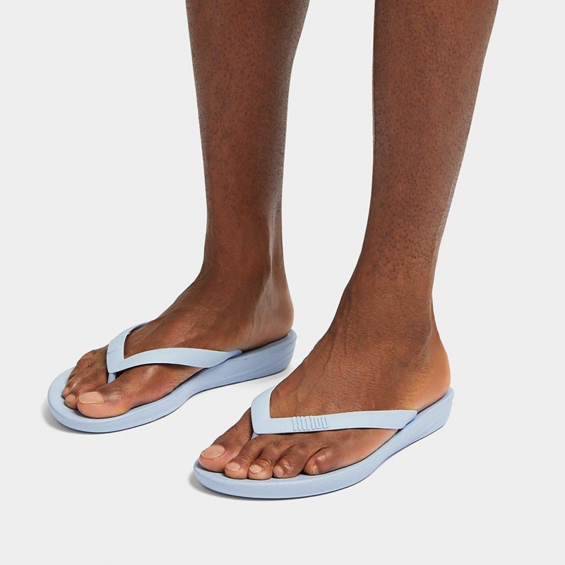 Fitflop Iqushion Rubber Men's Flip Flops Blue | IE-GKHD-21496