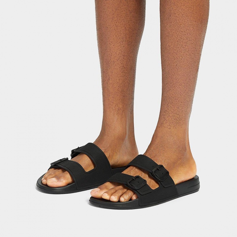 Fitflop Iqushion Rubber Men's Flip Flops Black | IE-FGJP-40837