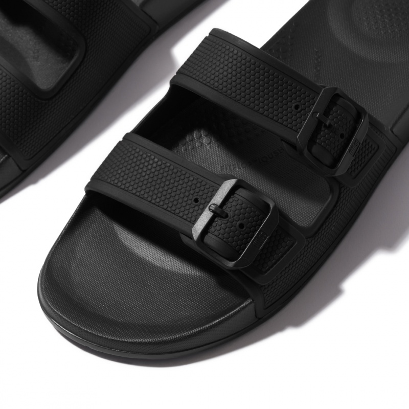 Fitflop Iqushion Rubber Men's Flip Flops Black | IE-FGJP-40837