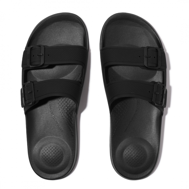 Fitflop Iqushion Rubber Men's Flip Flops Black | IE-FGJP-40837