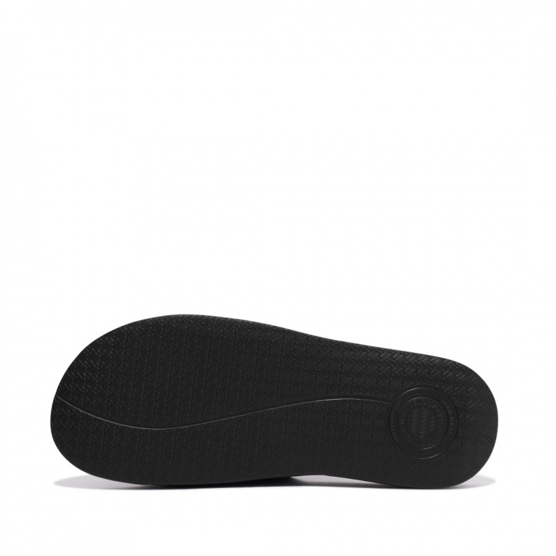 Fitflop Iqushion Rubber Men's Flip Flops Black | IE-FGJP-40837