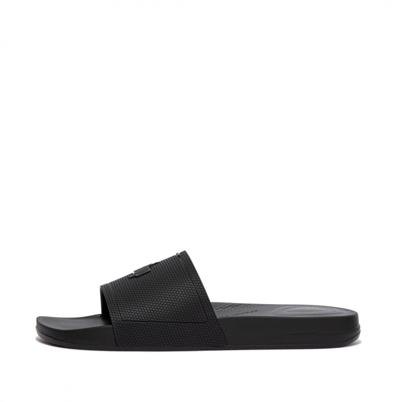 Fitflop Iqushion Rubber Men\'s Slides Black | IE-JMDI-58314