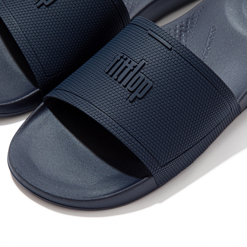 Fitflop Iqushion Rubber Men's Slides Navy | IE-HQZP-31692