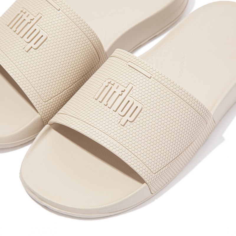 Fitflop Iqushion Rubber Slides Women's Slides White | IE-CYHS-93102