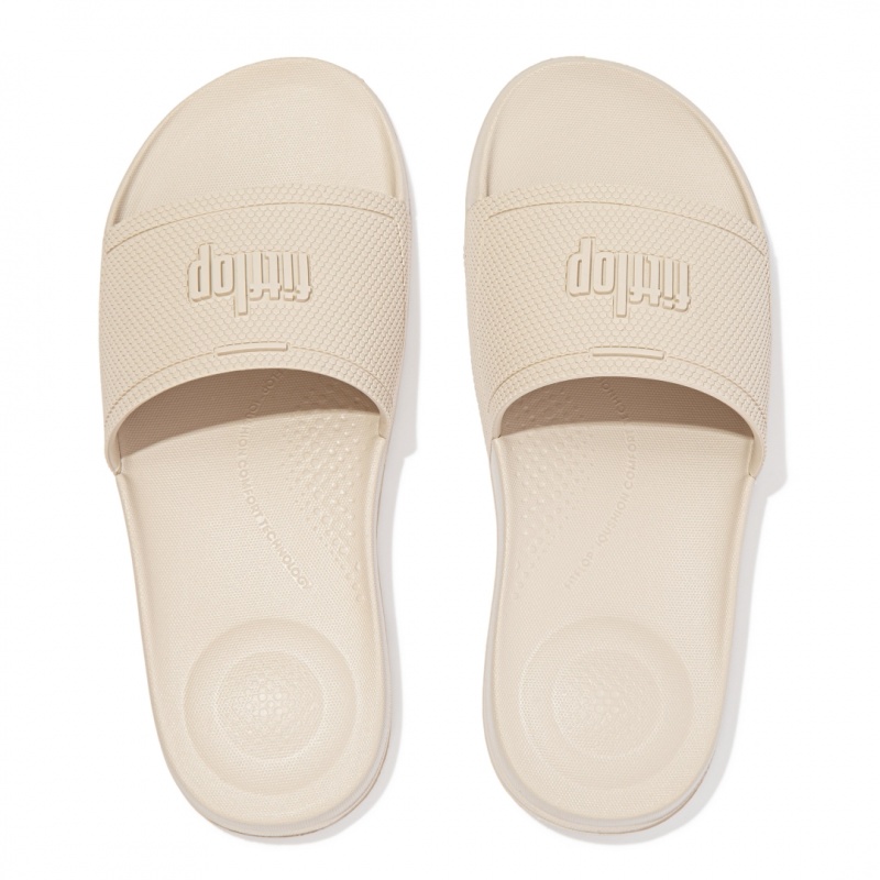 Fitflop Iqushion Rubber Slides Women's Slides White | IE-CYHS-93102