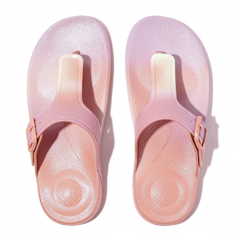 Fitflop Iqushion Rubber Tpu Women's Flip Flops Pink | IE-ZFPX-73850