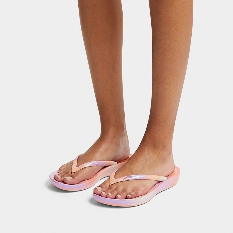 Fitflop Iqushion Snake Embossed Rubber Tpu Women's Flip Flops Pink | IE-FQZY-20856