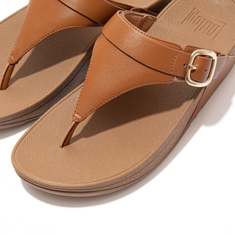 Fitflop Lulu Adjustable Leather Women's Toe-Post Sandals Brown | IE-WHFM-57902