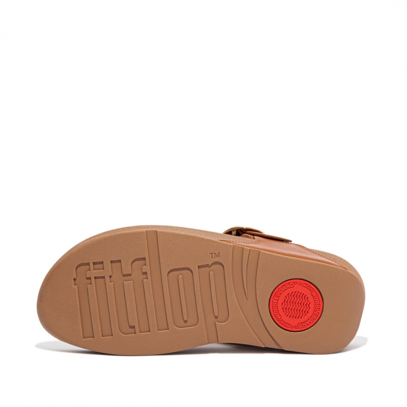 Fitflop Lulu Adjustable Leather Women's Toe-Post Sandals Brown | IE-WHFM-57902