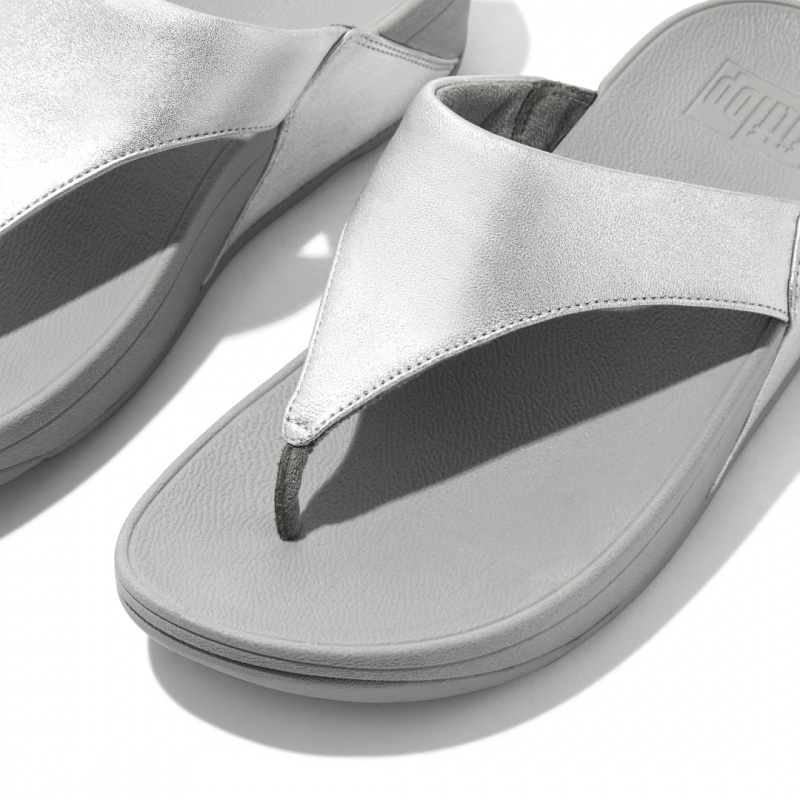 Fitflop Lulu Leather Women's Toe-Post Sandals Silver | IE-VNHL-90352