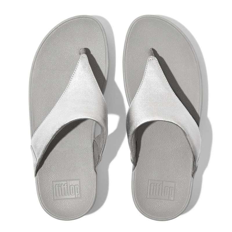 Fitflop Lulu Leather Women's Toe-Post Sandals Silver | IE-VNHL-90352