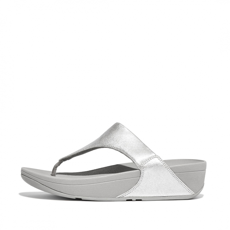 Fitflop Lulu Leather Women\'s Toe-Post Sandals Silver | IE-VNHL-90352