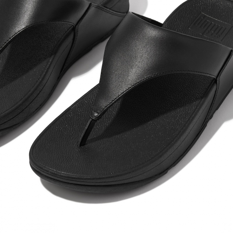 Fitflop Lulu Leather Women's Toe-Post Sandals Black | IE-TMUZ-86920