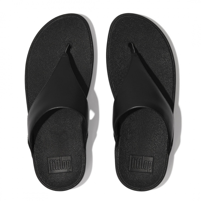 Fitflop Lulu Leather Women's Toe-Post Sandals Black | IE-TMUZ-86920