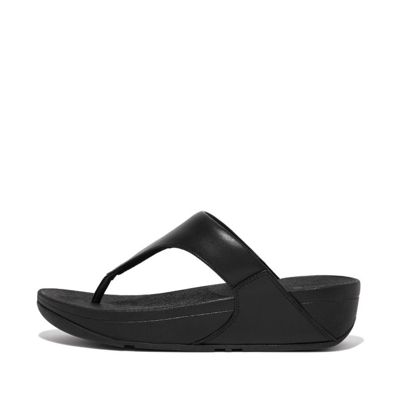 Fitflop Lulu Leather Women\'s Toe-Post Sandals Black | IE-TMUZ-86920