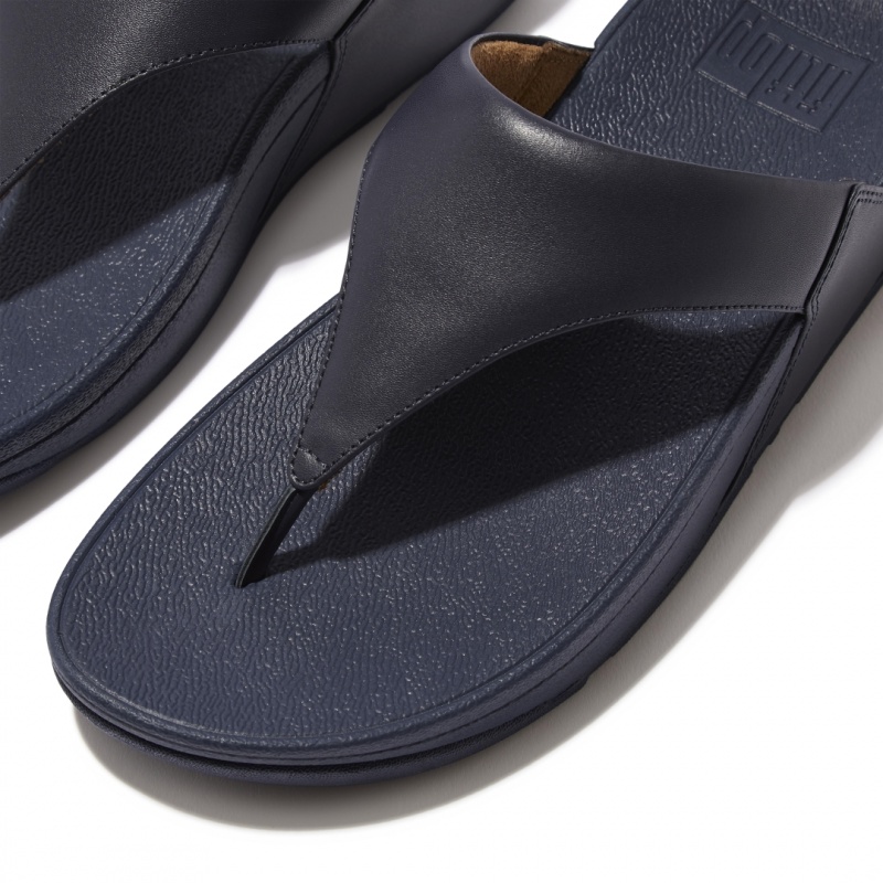 Fitflop Lulu Leather Women's Toe-Post Sandals Navy | IE-GCOD-39627