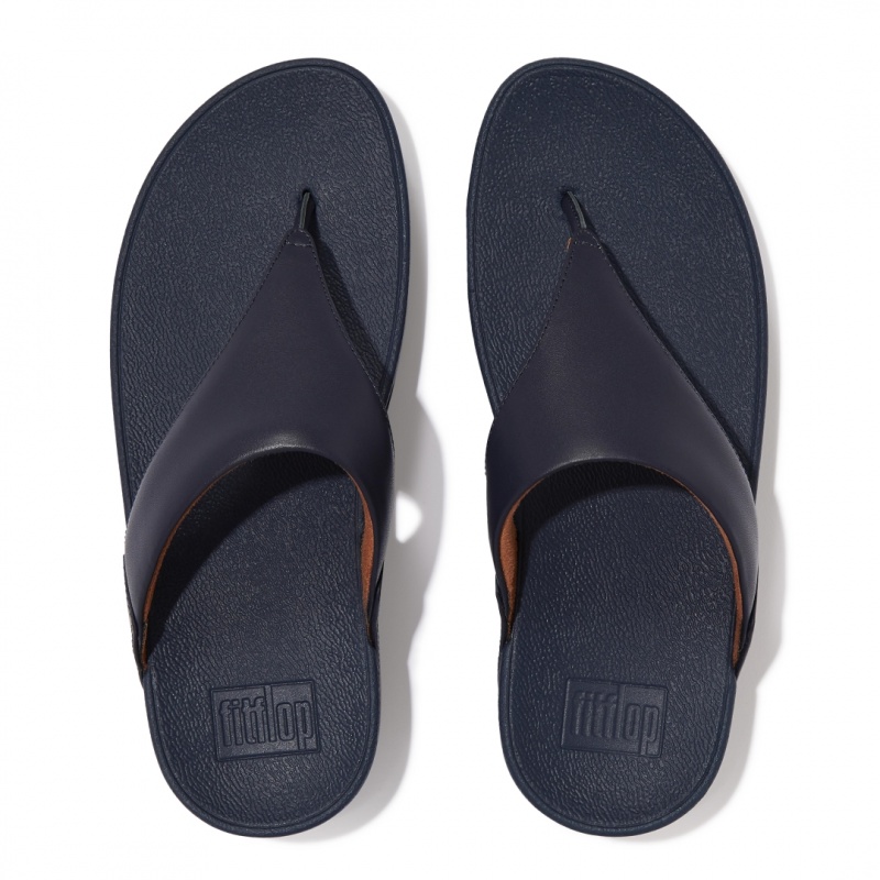 Fitflop Lulu Leather Women's Toe-Post Sandals Navy | IE-GCOD-39627