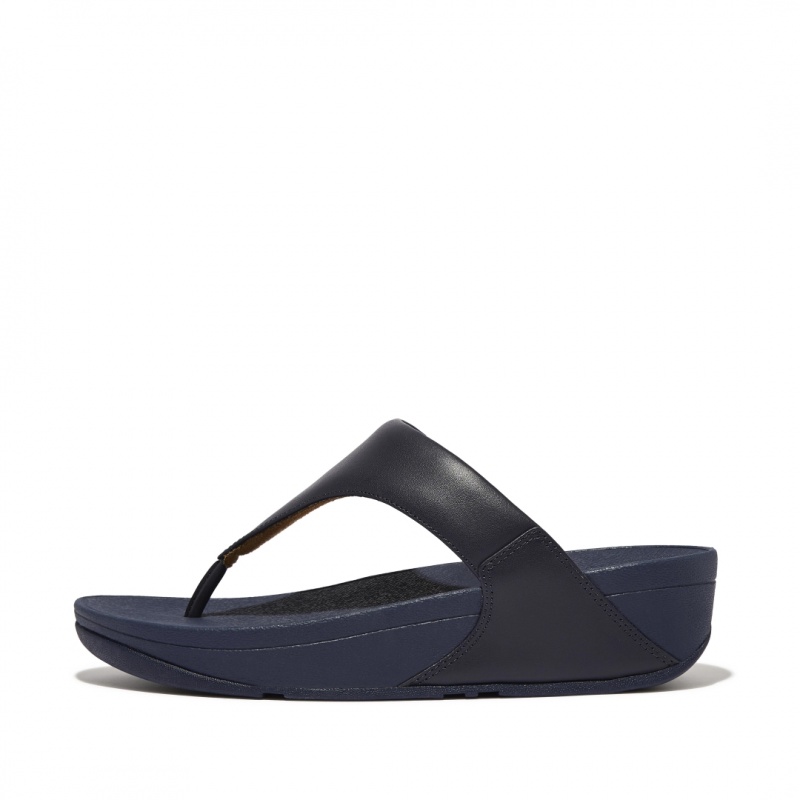 Fitflop Lulu Leather Women\'s Toe-Post Sandals Navy | IE-GCOD-39627