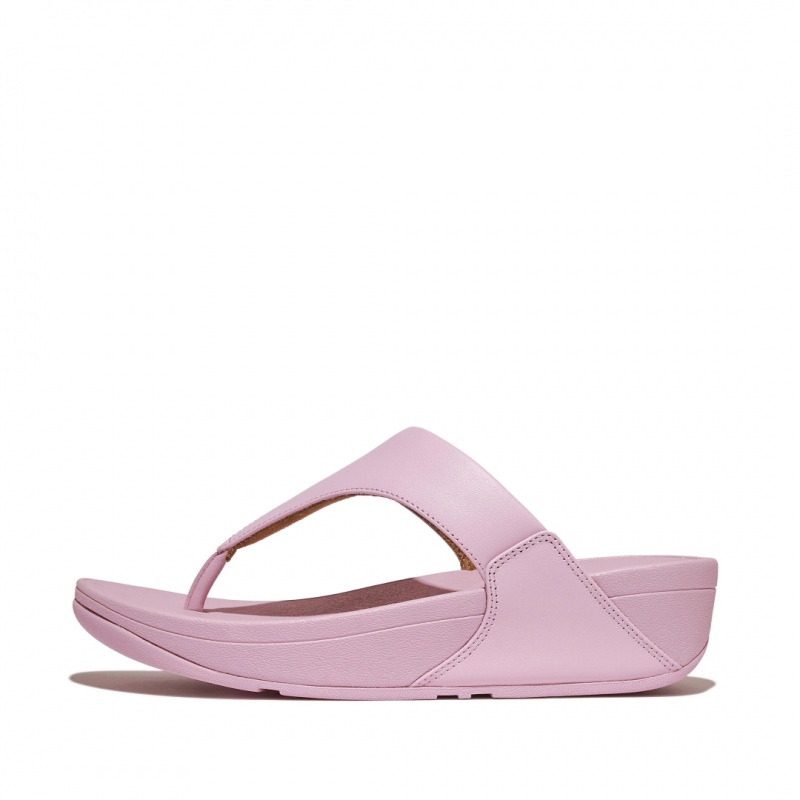 Fitflop Lulu Leather Women\'s Toe-Post Sandals Pink | IE-FRET-64125