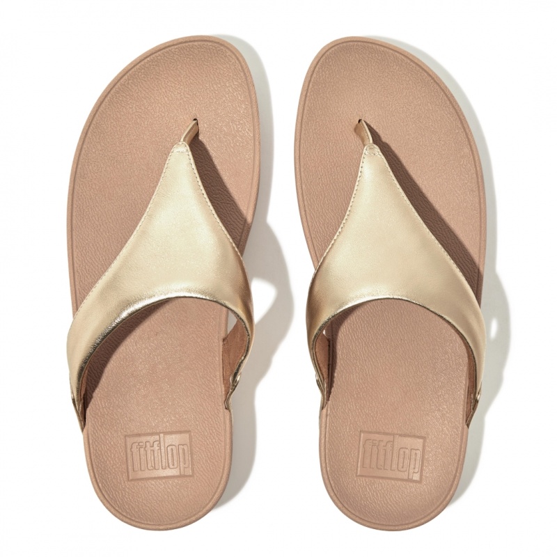 Fitflop Lulu Leather Women's Toe-Post Sandals Gold | IE-HSQI-98217