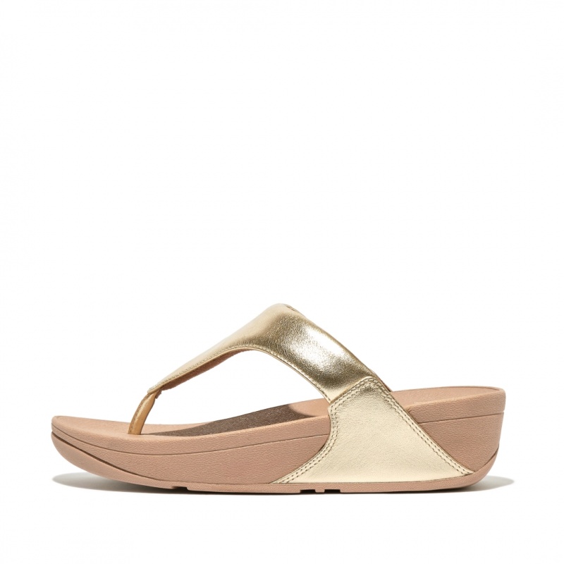 Fitflop Lulu Leather Women\'s Toe-Post Sandals Gold | IE-HSQI-98217