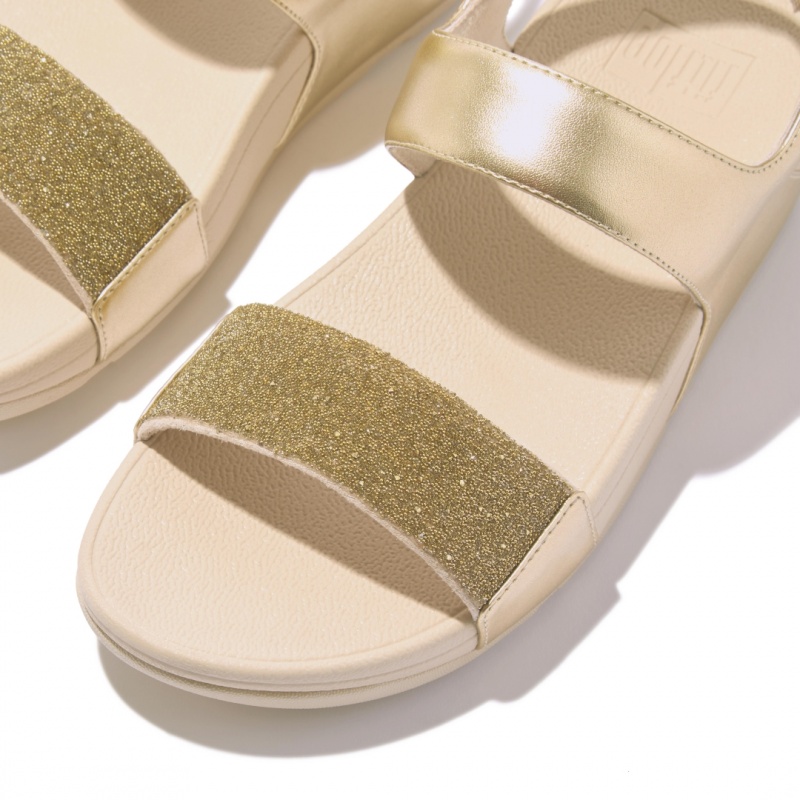 Fitflop Lulu Microfibre Faux Leather (Pu) Women's Back-Strap Sandals Gold | IE-OUES-91820