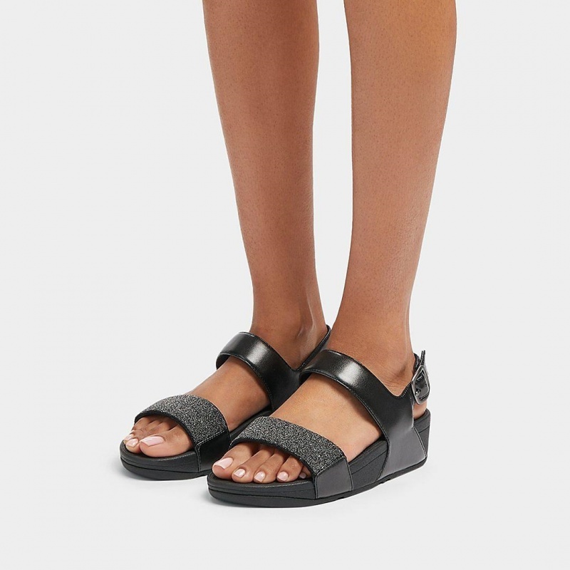 Fitflop Lulu Microfibre Faux Leather (Pu) Women's Back-Strap Sandals Black | IE-FCLP-32785