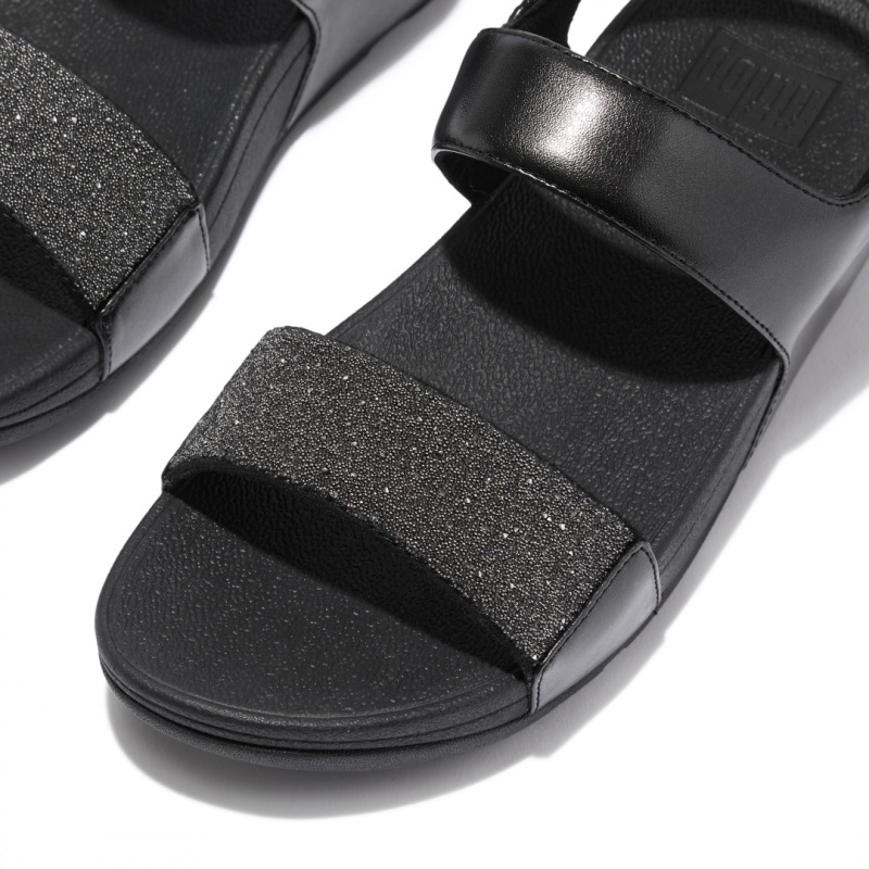 Fitflop Lulu Microfibre Faux Leather (Pu) Women's Back-Strap Sandals Black | IE-FCLP-32785