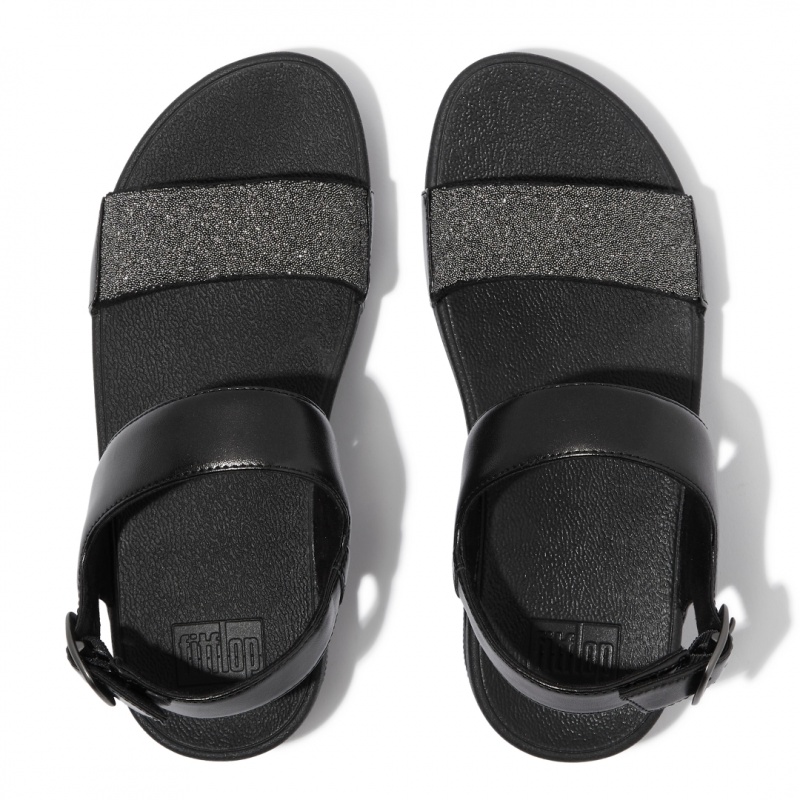 Fitflop Lulu Microfibre Faux Leather (Pu) Women's Back-Strap Sandals Black | IE-FCLP-32785