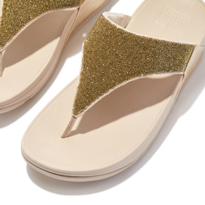 Fitflop Lulu Microfibre Faux Leather (Pu) Thongs Women's Toe-Post Sandals Gold | IE-KCMV-63254