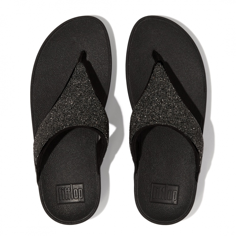 Fitflop Lulu Microfibre Faux Leather (Pu) Thongs Women's Toe-Post Sandals Black | IE-XCTP-79540