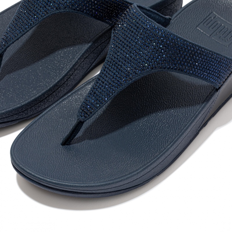 Fitflop Lulu Microfibre Faux (Pu) Toe Thongs Women's Thongs Navy | IE-EKWA-36852