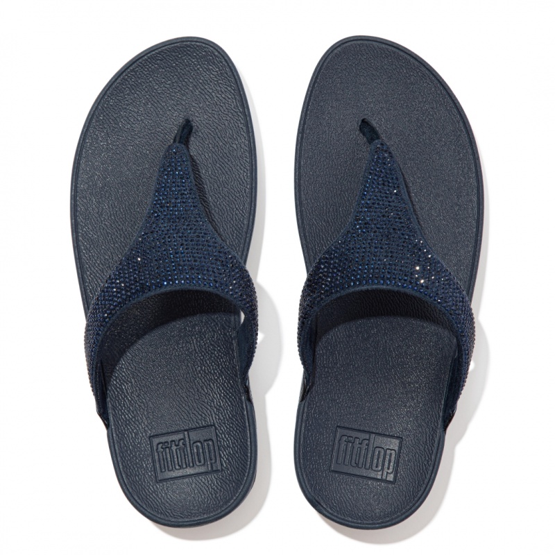 Fitflop Lulu Microfibre Faux (Pu) Toe Thongs Women's Thongs Navy | IE-EKWA-36852