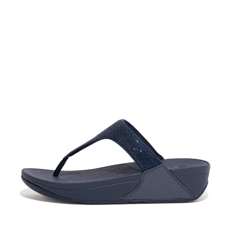 Fitflop Lulu Microfibre Faux (Pu) Toe Thongs Women\'s Thongs Navy | IE-EKWA-36852