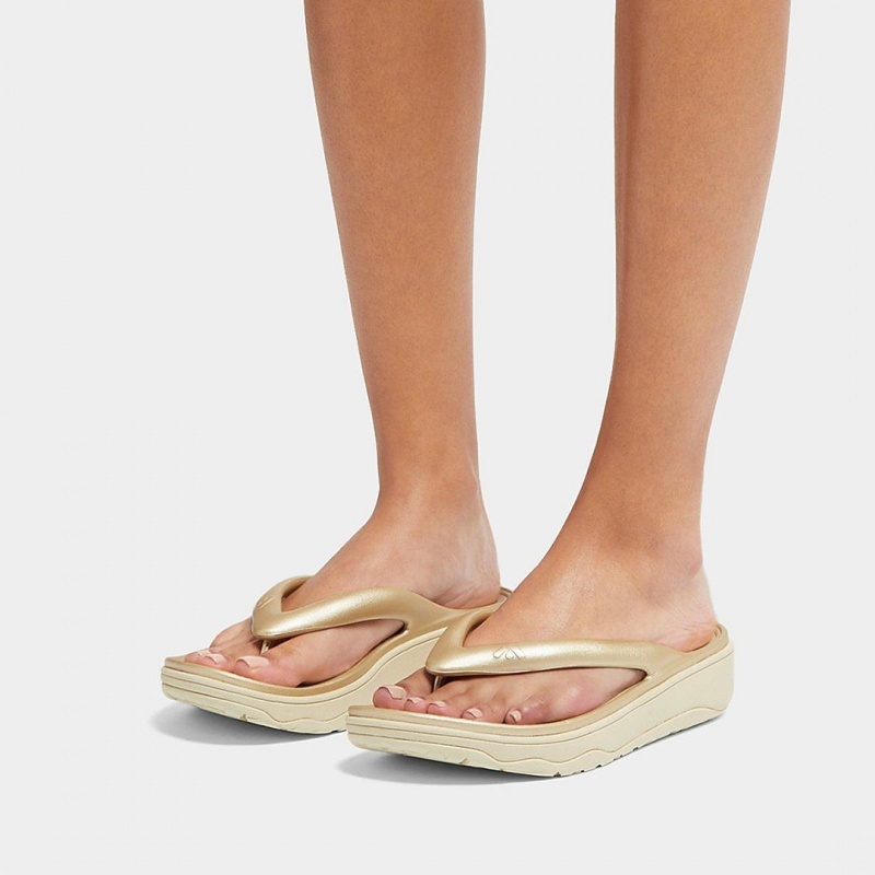 Fitflop Relieff Eva Tpu Thongs Women's Toe-Post Sandals Gold | IE-FQZR-92173