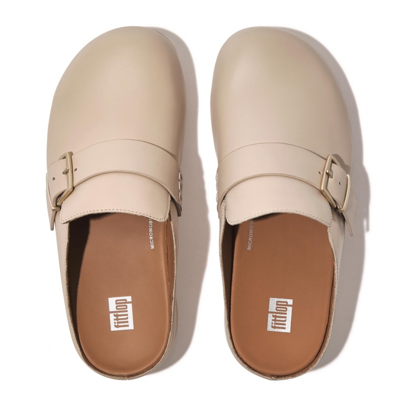 Fitflop Shuv Buckle Strap Women's Clogs Grey Beige | IE-ESAP-31658