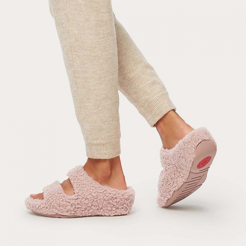 Fitflop Shuv Wool Shearling Women's Slippers Pink | IE-KHEJ-75346